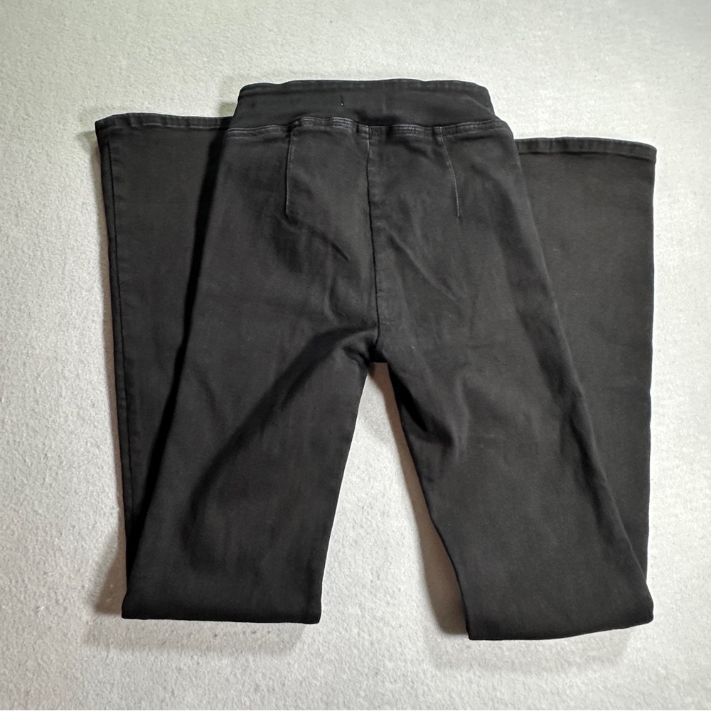 FRAME Jet Set Flare Jeans Womens Size 1‎ Black Sheen Noir High Stretch Denim - Picture 11 of 12